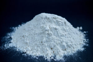 A small pile of white flour.